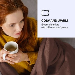 Klarstein Dr. Watson XL, 120W, 180 X 130см, електрическо одеяло,тъмно кафяво