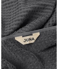 Тъмносива хавлиена кърпа от органичен памук от тери 70x140 cm Check – JUNA