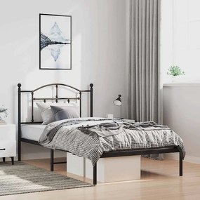 353433 vidaXL Метална рамка за легло с горна табла, черна, 100x190 см