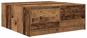 3328406 vidaXL Масичка за кафе с чекмеджета старо дърво 100x100x40 см