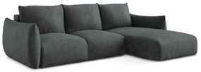 Тъмносив шенилов сгъваем ъглов диван (десен ъгъл) Leila – Makamii