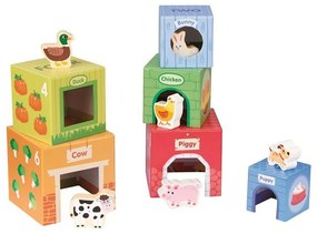 Lelin Toys - Kартонени кубчета за най-малките с дървени животни