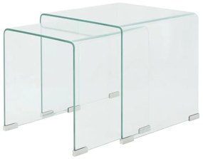 244191 vidaXL Комплект две помощни масички, темперирано прозрачно стъкло