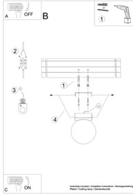 Бяла лампа за таван със стъклен абажур ø 12 cm Umerta - Sollux