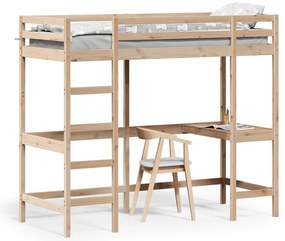 842862 vidaXL Таванско легло с бюро 75x190 см масивна дървесина бор