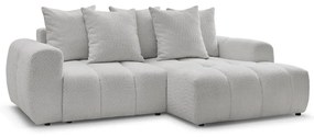 Светлосив сгъваем/с място за съхранение ъглов диван от прежда с примки от букле (десен ъгъл) Roxelane – Bobochic Paris