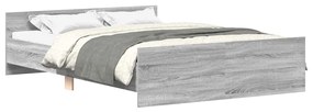 3203752 vidaXL Рамка за легло с горна и долна табла, сив сонома, 140x200 см