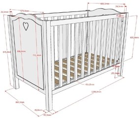 Бяло детско креватче от масивен бор 60x120 cm Amori – Vipack