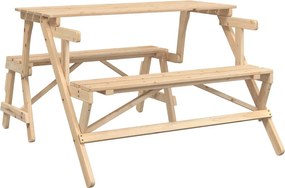 4008991 vidaXL Пикник маса с пейки чамова дървесина масив 2 в 1 конвертируема