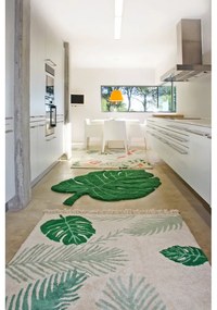 Тъмнозелен ръчно изработен памучен детски килим подходящ за пране 120x180 cm Monstera Leaf – Lorena Canals