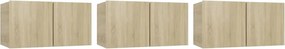 804519 vidaXL Висящи ТВ шкафове, 3 бр, дъб сонома, 60x30x30 см