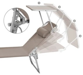Сгъваем шезлонг SONGMICS със сенник - Таупе