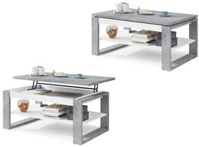 НУО Бетон Милениум/Бял мат -МОДЕРНА ХОЛНА МАСА С ПОВДИГАЩ СЕ ПЛОТ