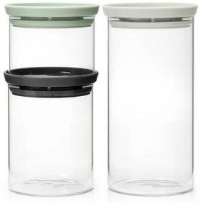 Комплект 3 бр бурканчета Brabantia Stackable 1005602, 300/600/1.1л, Подреждане един върху друг, Многоцветен