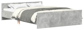 3203757 vidaXL Рамка за легло с горна и долна табла, бетонно сива, 150x200 см