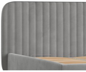 Сиво тапицирано двойно легло с място за съхранение с включена подматрачна рамка 140x200 cm Noto – Maison de Rêve