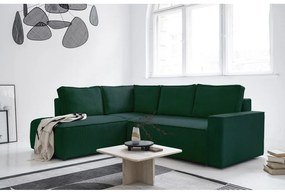 Тъмнозелен разтегателен ъглов диван от рипсено кадифе (ляв ъгъл) Brave Dave – Miuform