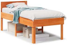 855746 vidaXL Рамка за легло без матрак, восъчнокафяв, 75x190 см, бор масив