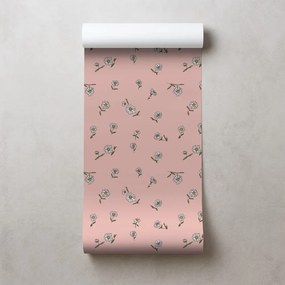 Тапет – Розов фон с бели цветчета