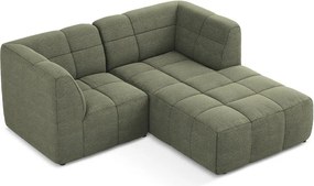 Зелен ъглов диван от прежда с примки от букле (десен ъгъл) Aloha – Makamii