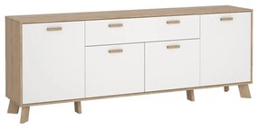 Скрин от дъбов декор в бял и естествен цвят 196x73x39 cm Ikast – Tvilum