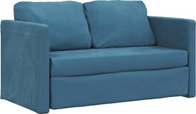 353962 vidaXL Подов разтегателен диван 2-в-1 син 122x204x55 см кадифе