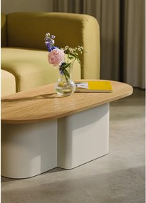 Бежова масичка за кафе с дъбов плот 50x115 cm Looi – noo.ma