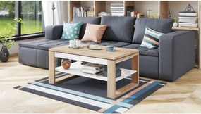 НУО Дъб Сонома/Бял мат -МОДЕРНА ХОЛНА МАСА С ПОВДИГАЩ СЕ ПЛОТ