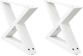 4012685 vidaXL Крака за масичка за кафе, 2 бр., бели, 50 x (30-31,3) см, стомана