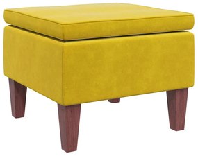 329464 vidaXL Табуретка с дървени крака, жълта, кадифе