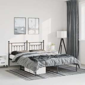 353539 vidaXL Метална рамка за легло с горна табла, черна, 150x200 см