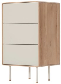 Бял/естествен висок скрин от масивен дъб 60x100 cm Fina – Gazzda