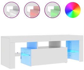 804352 vidaXL ТВ шкаф с LED осветление, бял гланц, 120x35x40 см