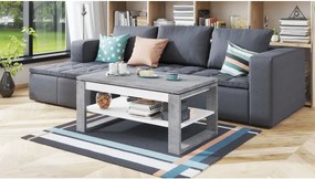 НУО Бетон Милениум/Бял мат -МОДЕРНА ХОЛНА МАСА С ПОВДИГАЩ СЕ ПЛОТ