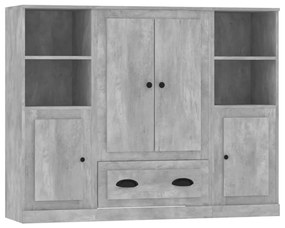 3185323 vidaXL Високи шкафове, 3 бр, бетонно сиви, инженерно дърво