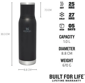 Черен термос от неръждаема стомана 1 l Adventure To-Go Black – Stanley