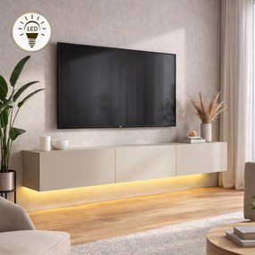 Damla TopMebel меламинов стенен ТВ шкаф с LED осветление в цвят пясъчник 180x29.5x29.5cm.