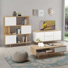 Бял шкаф за книги в дъб 120x130 cm Alana - Støraa