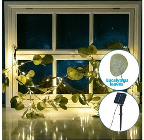 Aigostar - LED соларен гирлянд 110 LED/4м IP65 300 mAh топла бяла евкалипт