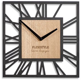 Дървен квадратен стенен часовник в черно