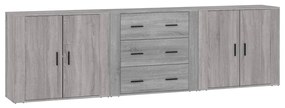 3185405 vidaXL Сайдборди, 3 бр, сив сонома, инженерно дърво