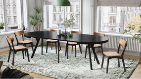 ЕКСПАНСО Черен мат/черни крака - ГОЛЯМА КРЪГЛА МАСА Ø110 РАЗТЕГАТЕЛНА ДО 310 cm С КРАКА Y ЛОФТ/ИНДУСТРИАЛНА