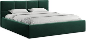 Тъмнозелено кадифено двойно легло 140x200 cm тапицирано с място за съхранение и включена подматрачна рамка Hiko – Makamii
