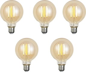 Комплект от 5 смарт E27 димируеми LED крушки G95 златисти 7W 806 lm 1800-6500K