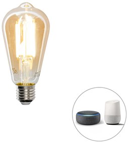 Комплект от 5 Smart E27 димируема в Kelvin LED лампа ST64 goldline 7W 700 lm 1800-4000K