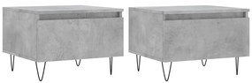 830869 vidaXL Кафе маси, 2 бр, бетонно сиво, 50x46x35 см, инженерно дърво