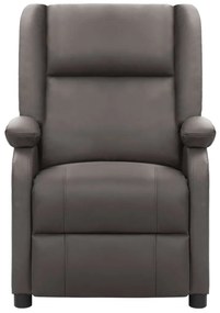 340207 vidaXL Масажен стол, сив, естествена кожа