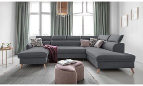 Тъмносив U-образен разтегателен диван, десен ъгъл Sweet Harmony - Miuform