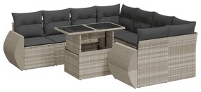 3326613 vidaXL Градински комплект с възглавници, 9 части, светлосив полиратан