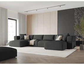 Тъмносив ъглов U-образен диван Esther – Milo Casa